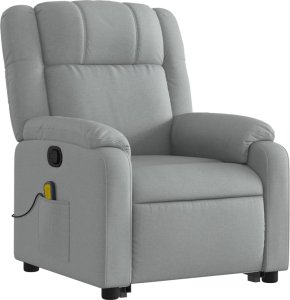 vidaXL Podnoszony fotel masujący, rozkładany, jasnoszary, tkanina 4