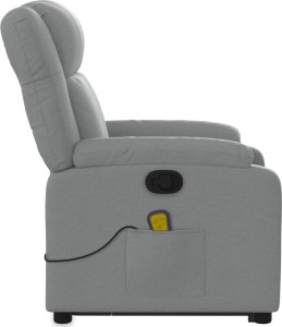 vidaXL Podnoszony fotel masujący, rozkładany, jasnoszary, tkanina 10