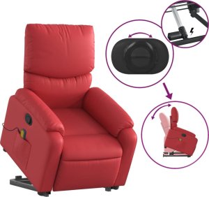 vidaXL Podnoszony fotel masujący, rozkładany, czerwony, ekoskóra 6