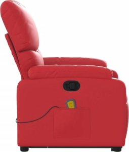 vidaXL Podnoszony fotel masujący, rozkładany, czerwony, ekoskóra 10