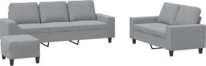 vidaXL 3-cz. komplet wypoczynkowy, jasnoszary, obity tkaniną 2