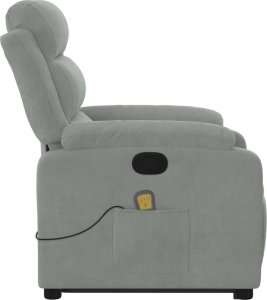 vidaXL Rozkładany fotel masujący, podnoszony, jasnoszary, aksamitny 9