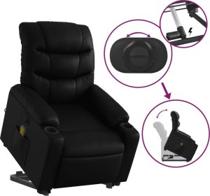 vidaXL Podnoszony fotel masujący, rozkładany, czarny, ekoskóra 6