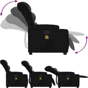 vidaXL Podnoszony fotel masujący, rozkładany, czarny, ekoskóra 7