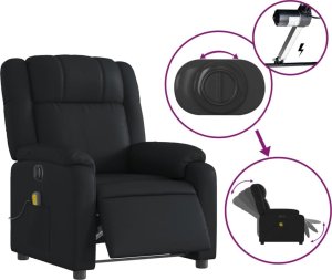 vidaXL Rozkładany fotel masujący, elektryczny, czarny, sztuczna skóra 6