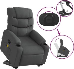 vidaXL Podnoszony fotel masujący, elektryczny, rozkładany, ciemnoszary 11