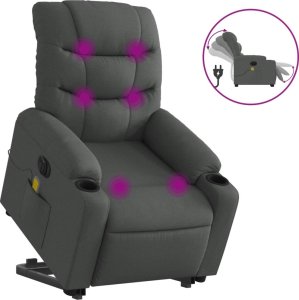 vidaXL Podnoszony fotel masujący, elektryczny, rozkładany, ciemnoszary 2