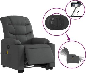 vidaXL Podnoszony fotel masujący, elektryczny, rozkładany, ciemnoszary 6