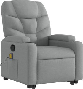 vidaXL Podnoszony fotel masujący, rozkładany, jasnoszary, tkanina 4