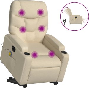 vidaXL Podnoszony fotel masujący, elektryczny, rozkładany, kremowy 2