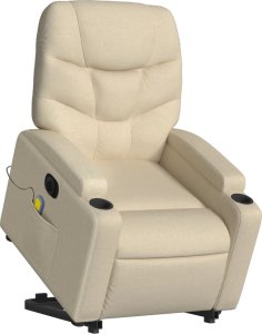 vidaXL Podnoszony fotel masujący, elektryczny, rozkładany, kremowy 3