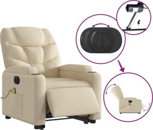 vidaXL Podnoszony fotel masujący, elektryczny, rozkładany, kremowy 6