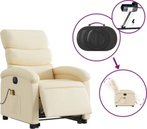 vidaXL Podnoszony fotel masujący, elektryczny, rozkładany, kremowy 5