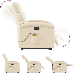 vidaXL Podnoszony fotel masujący, elektryczny, rozkładany, kremowy 6