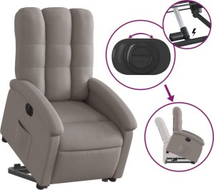 vidaXL Podnoszony fotel rozkładany, elektryczny, kolor taupe, tkanina 6
