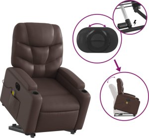 vidaXL Rozkładany fotel pionizujący z masażem, elektryczny, brązowy 11