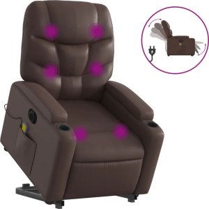 vidaXL Rozkładany fotel pionizujący z masażem, elektryczny, brązowy 2
