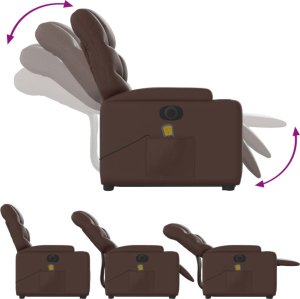 vidaXL Rozkładany fotel pionizujący z masażem, elektryczny, brązowy 7