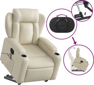 vidaXL Rozkładany fotel pionizujący z masażem, elektryczny, kremowy 11