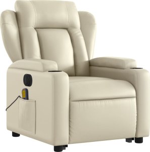 vidaXL Rozkładany fotel pionizujący z masażem, elektryczny, kremowy 4