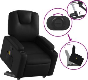 vidaXL Podnoszony fotel masujący, rozkładany, czarny 6