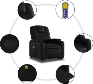 vidaXL Podnoszony fotel masujący, rozkładany, czarny 8