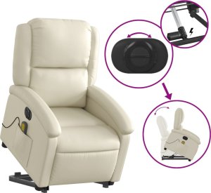 vidaXL Rozkładany fotel pionizujący z masażem, elektryczny, kremowy 11