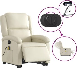 vidaXL Rozkładany fotel pionizujący z masażem, elektryczny, kremowy 6