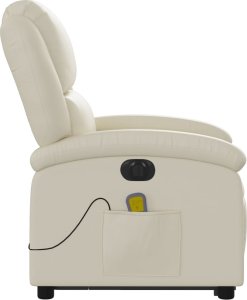 vidaXL Rozkładany fotel pionizujący z masażem, elektryczny, kremowy 10