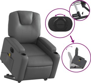 vidaXL Rozkładany fotel pionizujący z masażem, elektryczny, szary 11