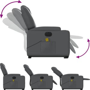 vidaXL Rozkładany fotel pionizujący z masażem, elektryczny, szary 7