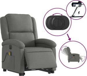 vidaXL Podnoszony fotel masujący, elektryczny, rozkładany, ciemnoszary 6