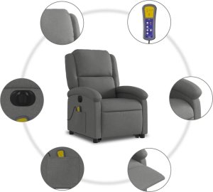 vidaXL Podnoszony fotel masujący, elektryczny, rozkładany, ciemnoszary 8