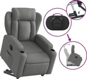 vidaXL Podnoszony fotel masujący, elektryczny, rozkładany, ciemnoszary 11