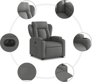vidaXL Podnoszony fotel masujący, elektryczny, rozkładany, ciemnoszary 8