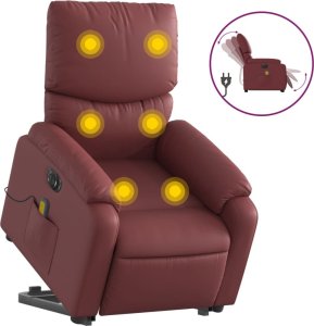vidaXL Rozkładany fotel pionizujący z masażem, elektryczny, bordowy 2