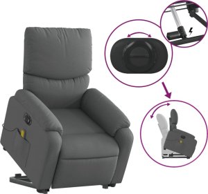 vidaXL Podnoszony fotel masujący, elektryczny, rozkładany, ciemnoszary 11