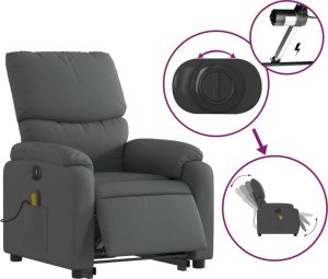 vidaXL Podnoszony fotel masujący, elektryczny, rozkładany, ciemnoszary 6