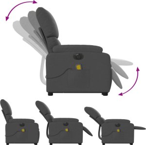 vidaXL Podnoszony fotel masujący, elektryczny, rozkładany, ciemnoszary 7