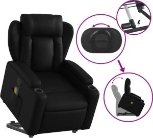 vidaXL Podnoszony fotel masujący, rozkładany, czarny 6