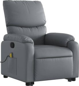 vidaXL Podnoszony fotel masujący, rozkładany, szary, ekoskóra 4