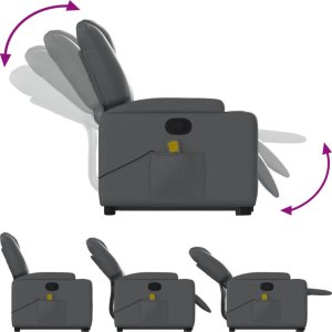 vidaXL Podnoszony fotel masujący, rozkładany, szary 7