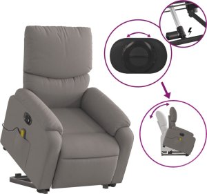 vidaXL Podnoszony fotel masujący, elektryczny, rozkładany, kolor taupe 11