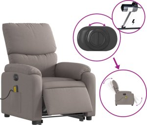 vidaXL Podnoszony fotel masujący, elektryczny, rozkładany, kolor taupe 6