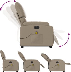 vidaXL Rozkładany fotel pionizujący z masażem, elektryczny, cappuccino 6