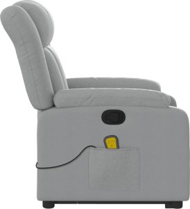 vidaXL Podnoszony fotel masujący, rozkładany, jasnoszary, tkanina 10