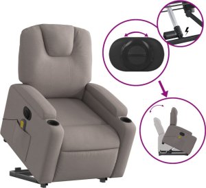vidaXL Podnoszony fotel masujący, elektryczny, rozkładany, kolor taupe 11