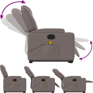 vidaXL Podnoszony fotel masujący, elektryczny, rozkładany, kolor taupe 7