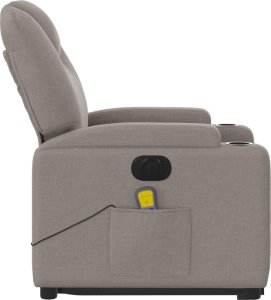 vidaXL Podnoszony fotel masujący, elektryczny, rozkładany, kolor taupe 10