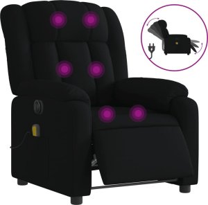 vidaXL Rozkładany fotel masujący, elektryczny, czarny, tkanina 2